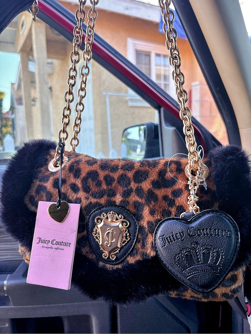 Juicy Couture Glamour Gang Leopard Faux Fur Shoulder Bag NWT